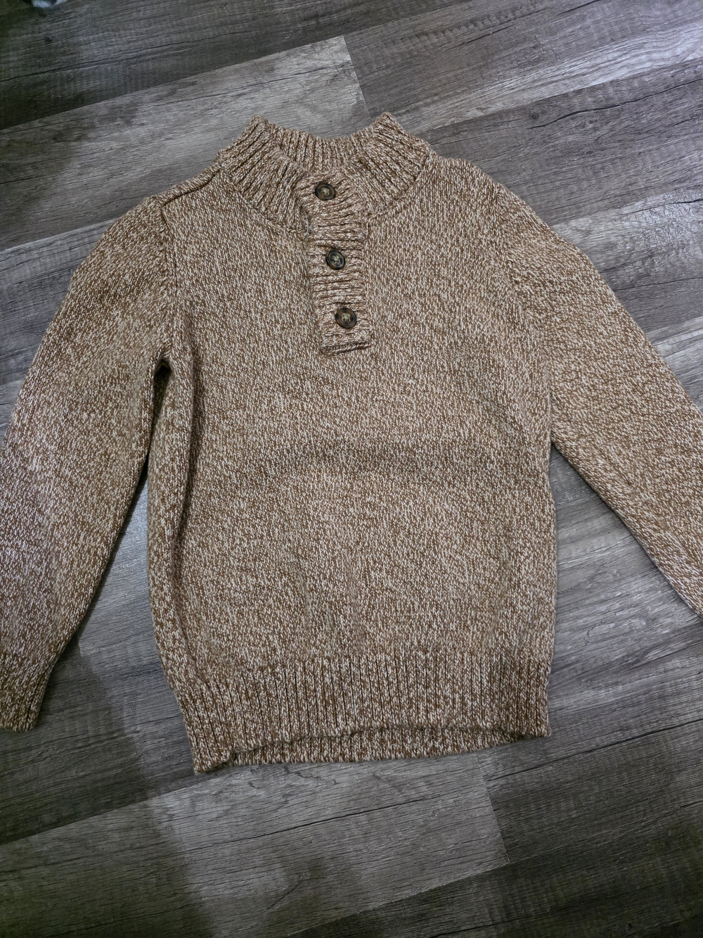 Carter's Brown Marled Button-Neck Kids Sweater
